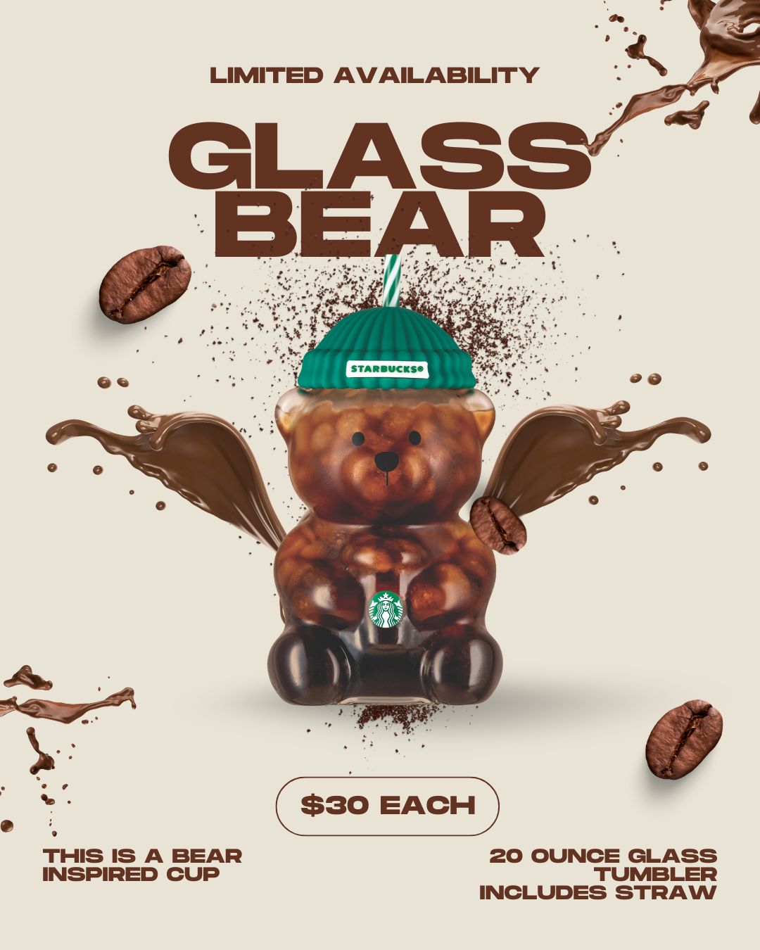 Glass Bear Tumbler